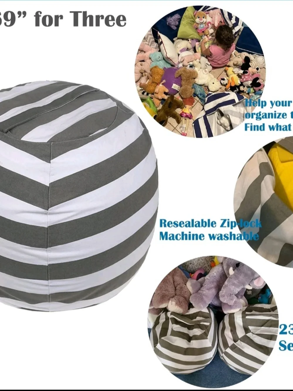 Stuffed Animal Storage Bean Bag Chair Cover